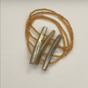 Artisan Amber beaded & Shell stretch bracelet